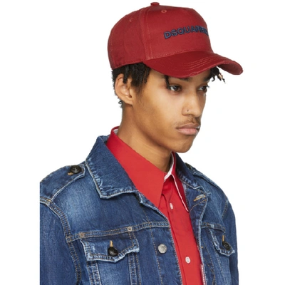 Shop Dsquared2 Red Logo Baseball Cap