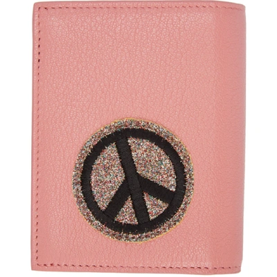 Shop Miu Miu Pink Glitter Patch Compact Wallet