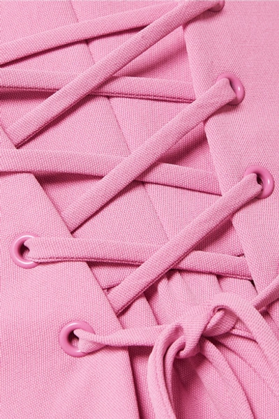 Shop Tibi Lace-up Crepe Midi Dress In Pink