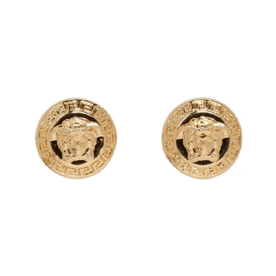 Shop Versace Gold Medusa Stud Earrings In D00o Gold