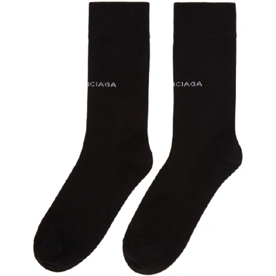 Shop Balenciaga Black Logo Socks In 1077 Black