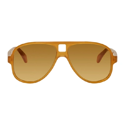 Shop Acne Studios Tan Hole Sunglasses In Honey/gold