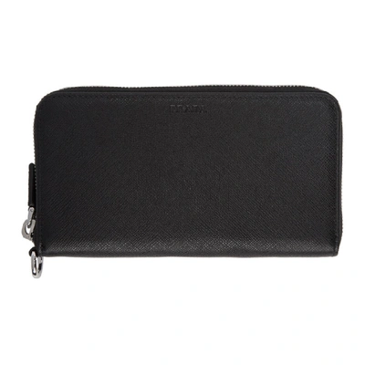 Shop Prada Black Saffiano Zip Wallet In F0002-nero