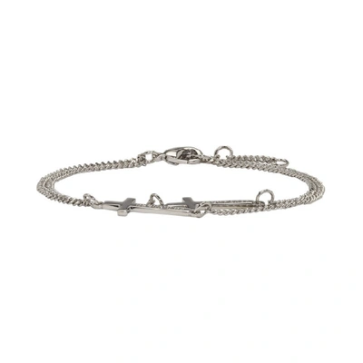 Shop Dsquared2 Silver Double Cross Bracelet In F124 Plldio