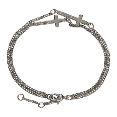 Shop Dsquared2 Silver Double Cross Bracelet In F124 Plldio