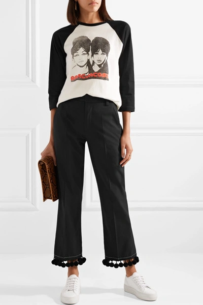 Shop Marc Jacobs Pompom-embellished Crepe Straight-leg Pants In Black