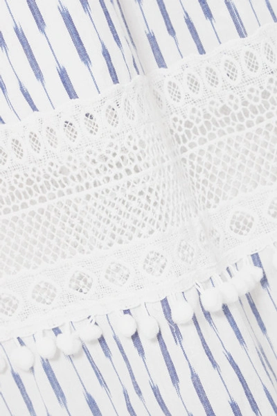 Shop Place Nationale Marseille Crochet-lace And Ikat-cotton Halterneck Dress In White