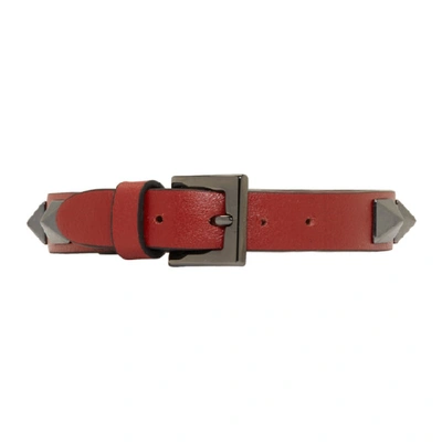 Shop Valentino Red  Garavani Single Wrap Rockstud Bracelet In 0ro Red