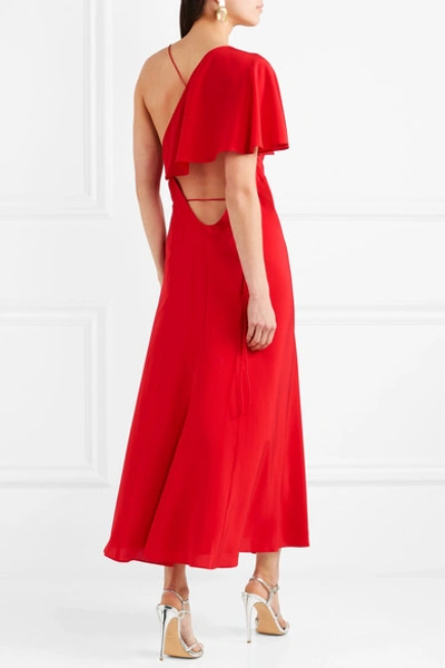 Shop Michelle Mason One-shoulder Silk Crepe De Chine Wrap Dress