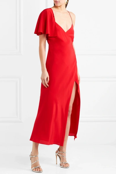 Shop Michelle Mason One-shoulder Silk Crepe De Chine Wrap Dress