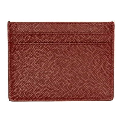 Shop Saint Laurent Red Leather Card Holder In 6219 Red