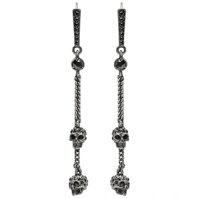 Shop Alexander Mcqueen Silver Thin Chain Skull Earrings