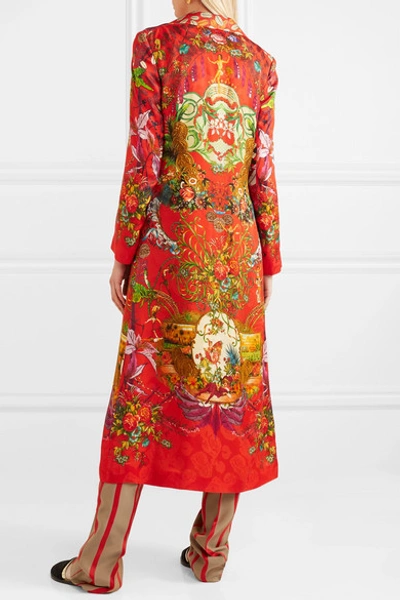 Shop Etro Printed Jacquard Coat In Red