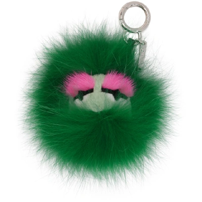 Shop Fendi Green Fur Bag Bugs Keychain