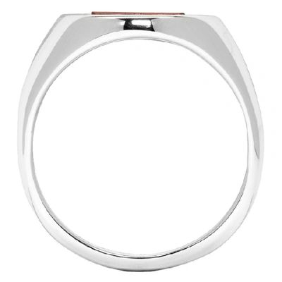 Shop Maison Margiela Silver And Orange Chevalier Ring In 961 Silver