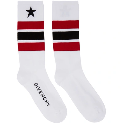 Shop Givenchy White & Red Stripes & Star Socks