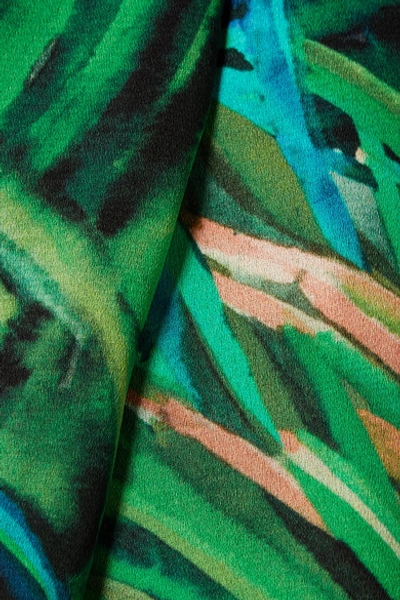Shop Elie Saab Printed Silk-georgette Wide-leg Pants In Green