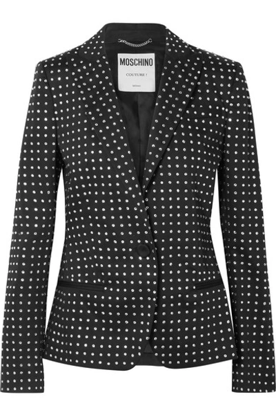 Shop Moschino Embellished Cotton-blend Blazer