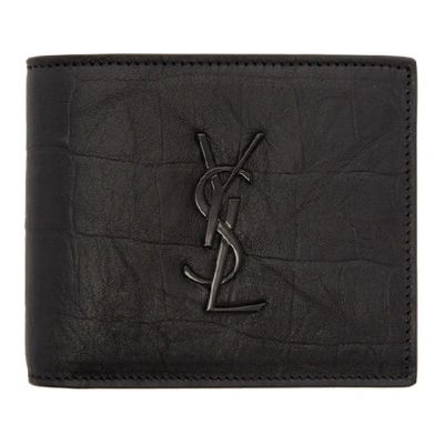 Shop Saint Laurent Black Croc Monogram East/west Wallet