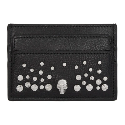 Shop Alexander Mcqueen Black Studded Skull Card Holder In 1000 Black