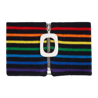 Shop Jw Anderson Black Rainbow Stripe Neckband
