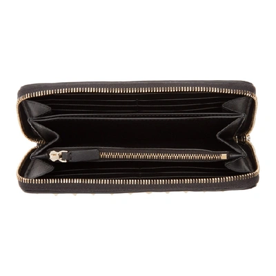 Shop Valentino Black  Garavani Rockstud Zip Wallet In 0no Black