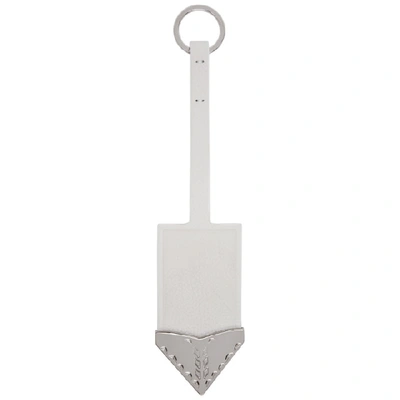 White Leather Metal Tip Keychain