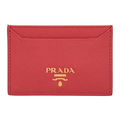 Shop Prada Red Card Holder In F0505 Peoni
