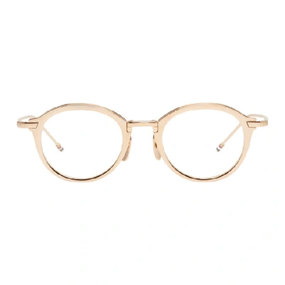 Shop Thom Browne Gold Tb-110 Glasses In Tb-110-whit