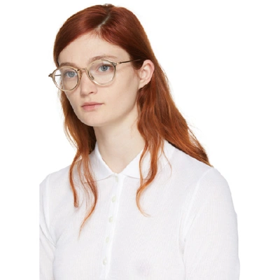 Shop Thom Browne Gold Tb-110 Glasses In Tb-110-whit