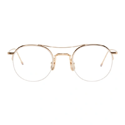 Shop Thom Browne Gold Tb-903 Glasses In 12k Gold