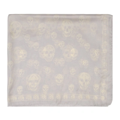 Shop Alexander Mcqueen Grey And White Skull Scarf In 1977 Pear/w