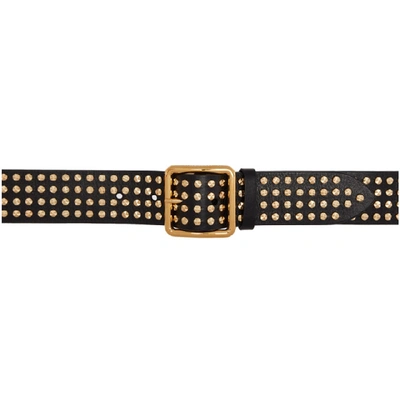 Shop Alexander Mcqueen Black And Gold Studded Belt In 1000 Black