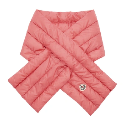 Shop Moncler Pink Down Scarf In 417 Coral