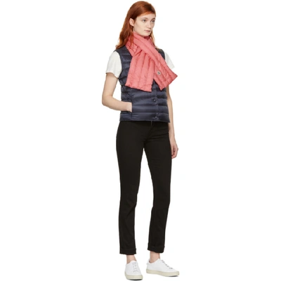 Shop Moncler Pink Down Scarf In 417 Coral