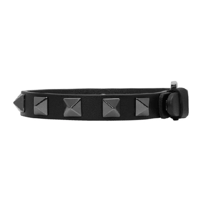 Shop Valentino Black  Garavani Rockstud Bracelet