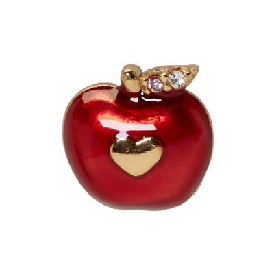 Shop Marc Jacobs Red Single Apple Stud Earring