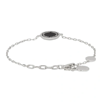 Shop Marc Jacobs Silver Enamel Logo Disc Bracelet
