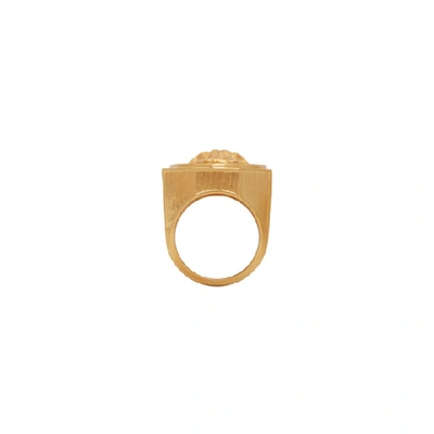 Shop Versace Gold Octagonal Medusa Ring In Doohs - Gol