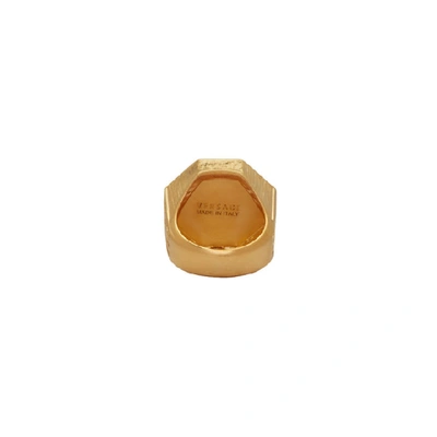 Shop Versace Gold Octagonal Medusa Ring In Doohs - Gol