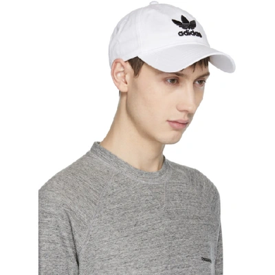 Shop Adidas Originals White Trefoil Logo Cap In White/black