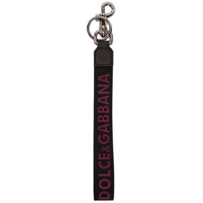 Shop Dolce & Gabbana Dolce And Gabbana Black Rubber Logo Keychain In 89852 Black