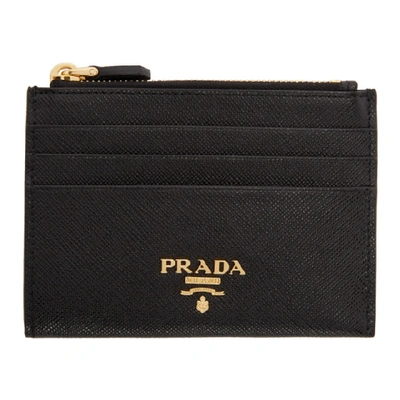 Shop Prada Black Saffiano Zip Card Holder
