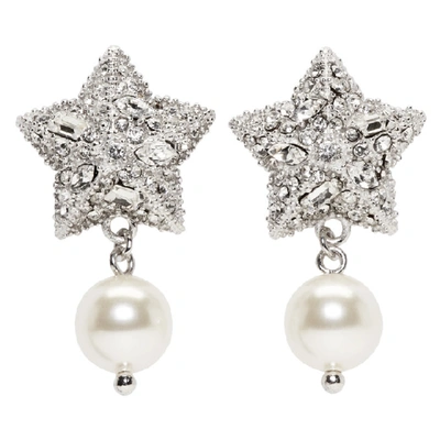 Shop Miu Miu Silver Pearl & Crystal Star Earrings