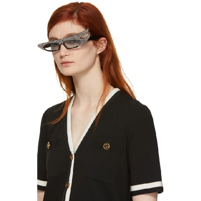 Shop Gucci Tortoiseshell Asymmetric Rhinestone Sunglasses