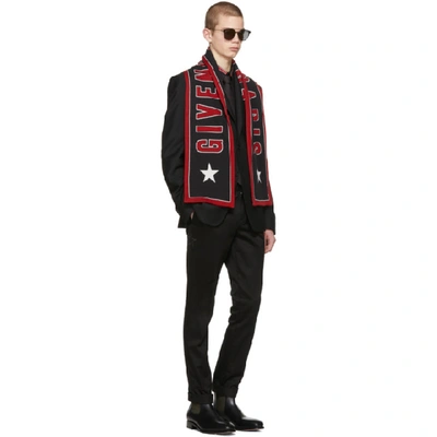 Shop Givenchy Black & Red Paris Logo Scarf In 009