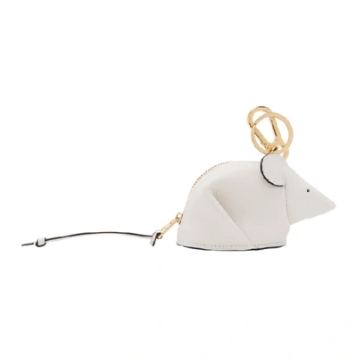 Shop Loewe White Mouse Charm Keychain In 1950 Soft W