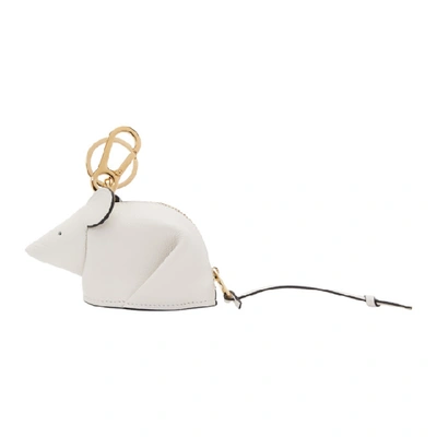 Shop Loewe White Mouse Charm Keychain In 1950 Soft W