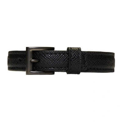 Shop Prada Black & Gunmetal Saffiano Bracelet