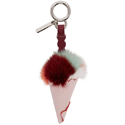 Shop Fendi Multicolor Fur Ice Cream Keychain In F110i Pink